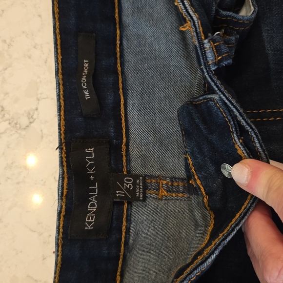 Kendall & Kylie Blue Jean Shorts Distressed Cuffed Hem - Picture 2 of 4